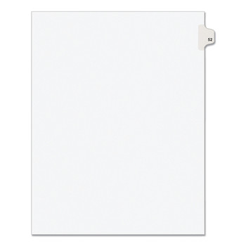 Avery 01052 11 x 8.5 Avery Style Preprinted Legal Exhibit Side 10-Tab Index Dividers - White (25/Pack)