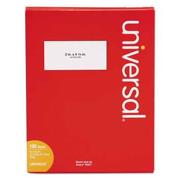 LABELS | Universal UNV90107 2 in. x 4.25 in. Copier Mailing Labels - White (10/Sheet, 100 Sheets/Box)