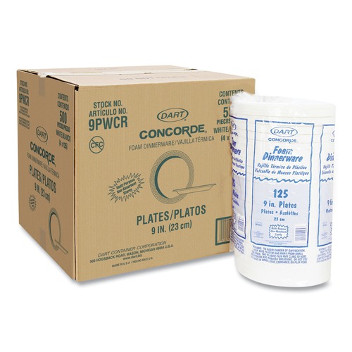  | Dart 9PWCR 9 in. Diameter Concorde Foam Plate - White (500/Carton) image number 0