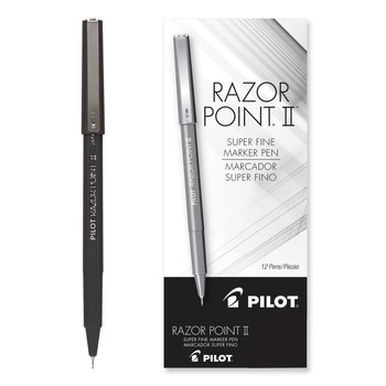 Pilot 11001 Razor Point Extra-Fine 0.3 mm Porous Point Pen - Black Ink/Black Barrel (1-Dozen)
