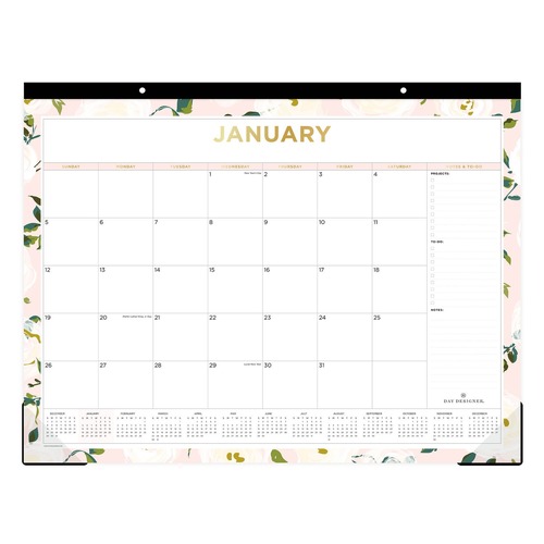 Bulletin Boards | Blue Sky BLS138198 22 in. x 17 in. 12-Month (Jan-Dec 2026) Day Designer Coming Up Roses Monthly Desk Pad Calendar - Cream/Blush Sheets image number 0