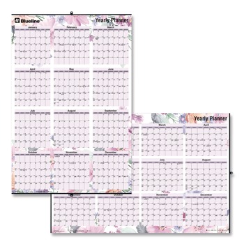 Blueline C171920 12-Month (Jan to Dec): 2026 36 in. x 24 in. Passion Floral Artwork Yearly Laminated Wall Calendar - White/Multicolor Sheets