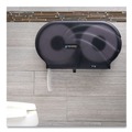 Toilet Paper Dispensers | San Jamar R4090TBK 9 in. Roll 19 in. x 5.25 in. x 12 in. JBT Twin Toilet Oceans Tissue Dispenser - Transparent Black Pearl image number 4