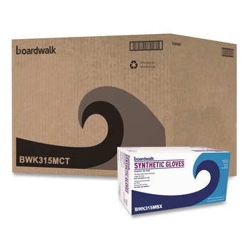 Boardwalk BWK315MCT 4 mil Powder-Free Synthetic Vinyl Gloves - Medium, Cream (1000/Carton)