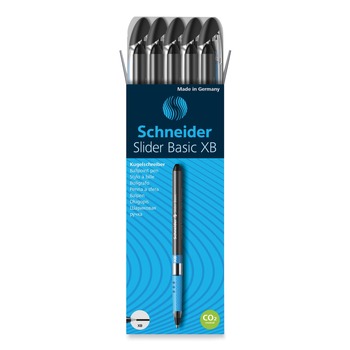 Schneider 151201 Slider Basic Extra-Bold 1.4 millimeter Stick Ballpoint Pen - Black Ink/Barrel (10/Box)