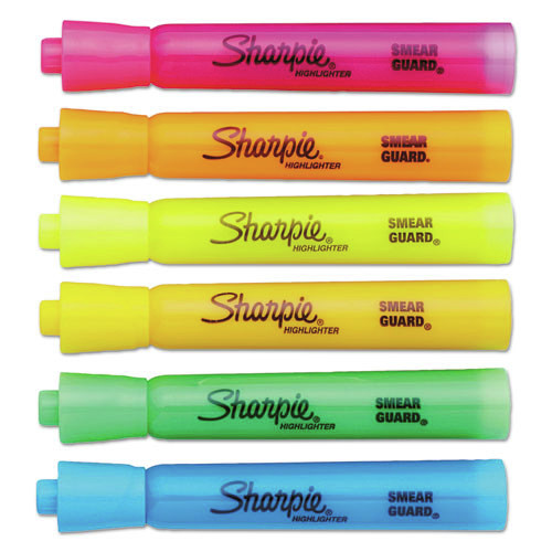 Highlighters | Sharpie 25053 Chisel Tip Tank Style Highlighters with Open-Stock Box - Assorted Ink Colors, Assorted Barrel Colors (12/Set) image number 0