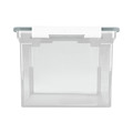 File Folders | Storex 61530U01C 18.5 in. x 14.25 in. x 10.88 in. Portable Letter/Legal File Tote with Locking Handles - Clear/Silver image number 2