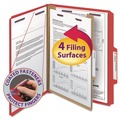File Folders | Smead 13731 4-Section Pressboard Top Tab Classification Folders with 4 SafeSHIELD Fasteners - Letter Size/Bright Red (10/Box) image number 5