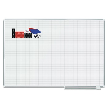 PRODUCTS | MasterVision MA2792830A 1 in. x 2 in. Grid 72 in. x 48 in. Aluminum Lacquered Steel Magnetic Dry Erase Planning Board with Accessories - White/Silver