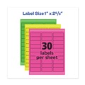 Labels | Avery 06479 1 in. x 2.63 in. High-Vis Removable Laser/Inkjet ID Labels with Sure Feed - Assorted Neon (360/Pack) image number 5