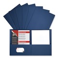 Binders | Universal UNV56638EE 11 in. x 8.5 in. Embossed Leather Grain Paper 2-Pocket Portfolio - Dark Blue (25/Box) image number 2