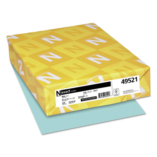 Just Launched | Neenah Paper 49521 250-Sheets/Pack 8.5 in. x 11 in. 110 lbs. Exact Index Card Stock - Blue image number 0