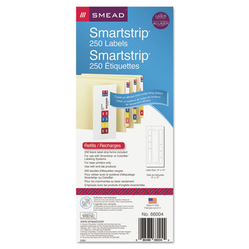 FILING AND FOLDERS | Smead 66004 1.5 in. x 7.5 in. Color-Coded Smartstrip Refill Label Forms - Assorted, White (250/Pack)