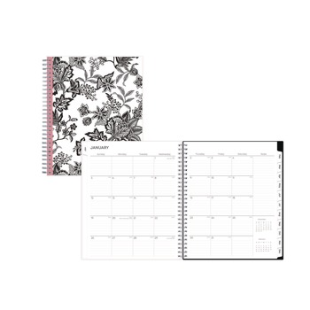 PAPER AND PRINTABLES | Blue Sky 100004 10 in. x 8 in. 12-Month (Jan-Dec 2026) Analeis Monthly Planner - White/Black/Coral Cover