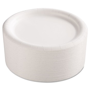  | AJM Packaging Corporation AJM CP9AJCWWH14 9 in. Diameter Premium Coated Paper Plates - White (125/Pack, 4 Packs/Carton)