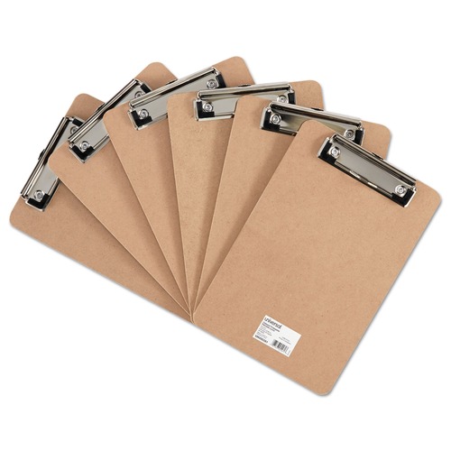 Clipboards | Universal UNV05561 1/2 in. Clip Capacity Hardboard Clipboard for 5 in. x 8 in. Sheets - Brown (6/Pack) image number 0