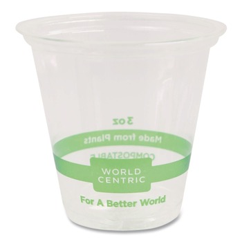 World Centric CP-CS-3 3 oz PLA Plastic Cold Cups - Clear (2500/Carton)