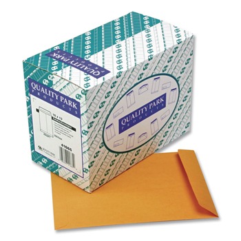 Quality Park QUA41665 10 in. x 13 in. No. 13-1/2 28 lbs. Bond Weight Kraft Square Flap Gummed Closure Catalog Envelope - Brown Kraft (250/Box)