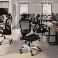 Office Chairs | Alera ALEMV41BME18 17.24 in. to 20.98 in. Seat Height Support Up to 275 lbs. Minerva Ergonomic Mesh Swivel Task Chair - Black Seat/Back, Silver Base image number 6