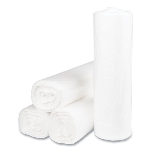  | Inteplast Group S404814N 45 gal. 14 microns 40 in. x 48 in. High-Density Interleaved Commercial Can Liners - Clear (25 Bags/Roll, 10 Rolls/Carton) image number 0
