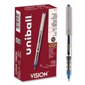 Pens | uni-ball 60134 VISION Fine 0.7 mm Stick Roller Ball Pen - Blue Ink Silver/Blue/Clear Barrel (1-Dozen) image number 0