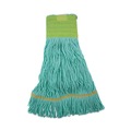 Mops | Boardwalk BWK1200MCT EcoMop Recycled Fiber Looped-End Mop Head - Medium, Green (12/Carton) image number 0