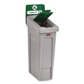 Trash & Waste Bins | Rubbermaid Commercial 2185051 Slim Jim Recycling Station Kit 1-Stream Compost 23 gal Plastic Green/Gray image number 2