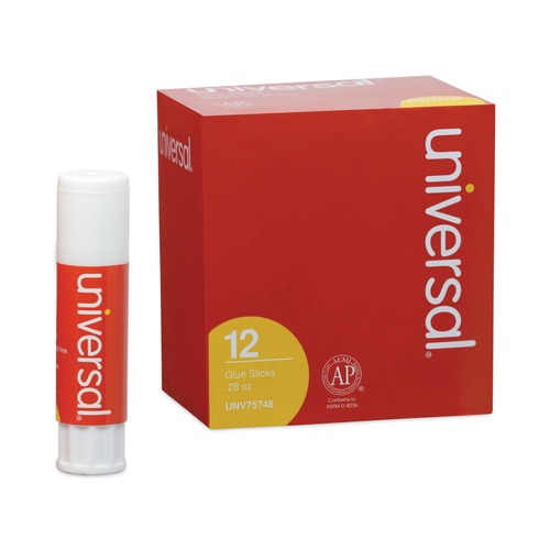 Adhesives & Glues | Universal UNV75748 0.28 oz. Glue Sticks - Clear Dry (12/Pack) image number 0