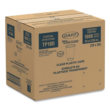 Dart TP10D Ultra Clear PET 10 oz. Tall Cups (1000/Carton)