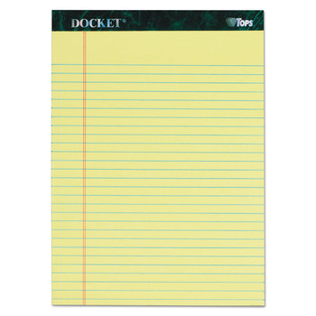 TOPS 63406 (50) Canary-Yellow 8.5 in. x 11.75 in. Sheets Wide/Legal Rule Docket Ruled Perforated Pads (6/Pack)