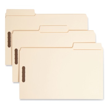 Smead 19545 SuperTab 0.75 in. Expansion Reinforced Guide Height Fastener Folders - Manila/Legal Size (50/Box)