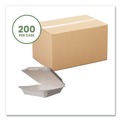 Food Trays, Containers, and Lids | Vegware WHBRG-9 HW 9 in. x 9 in. x 3 in. Molded Fiber Compostable Sugarcane Clamshell Containers - White (200/Carton) image number 1