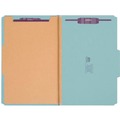 File Folders | Smead 18730 1 Divider Four SafeSHIELD Fasteners Legal Size Four-Section Pressboard Top Tab Classification Folders - Blue (10/Box) image number 1