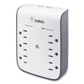 Electronic Adapters & Chargers | Belkin BSV602TT 900 J 6 AC Outlets 2 USB Ports SurgePlus USB Wall Mount Charger - White/Black image number 1