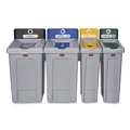 Trash & Waste Bins | Rubbermaid Commercial 2185051 Slim Jim Recycling Station Kit 1-Stream Compost 23 gal Plastic Green/Gray image number 3