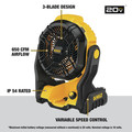  | Dewalt DCE512B 20V MAX Lithium-Ion 11 in. Cordless Jobsite Fan (Tool Only) image number 1