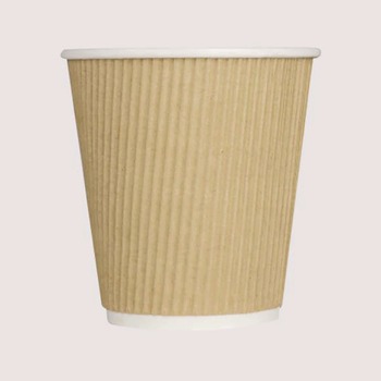Karat C-KRC510 10 oz Ripple Hot Cups - Kraft/White (500/Carton)