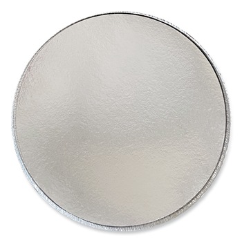 Boardwalk BWKROUND9COMBO 48 oz. 9 in. x 1.66 in. Round Aluminum To-Go Containers with Lid - Silver (200/Carton)