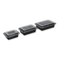 Food Trays, Containers, and Lids | GEN FCPP-BC-24RECT 7.48 in. x 5.03 in. x 2.48 in. 24 oz. Plastic Microwavable Food Container with Lid - Rectangular Black/Clear (150/Carton) image number 3