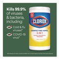 Hand Wipes | Clorox 30208 7 in. x 8 in. 1-Ply Disinfecting Wipes - Fresh Scent/Citrus Blend, White (75/Canister, 3 Canisters/Pack) image number 7