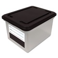 Desktop Organizers | Innovative Storage Designs 55802 17.75 in. x 14 in. x 10.25 in. Letter/Legal File Tote with Contents Label - Clear/Black image number 3