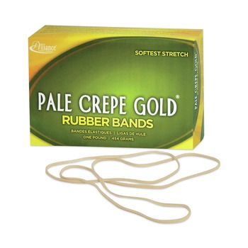 Alliance 21405 1 lbs. Box Size 117B 0.06 in. Gauge Pale Crepe Gold Rubber Bands - Golden Crepe (1-Box)
