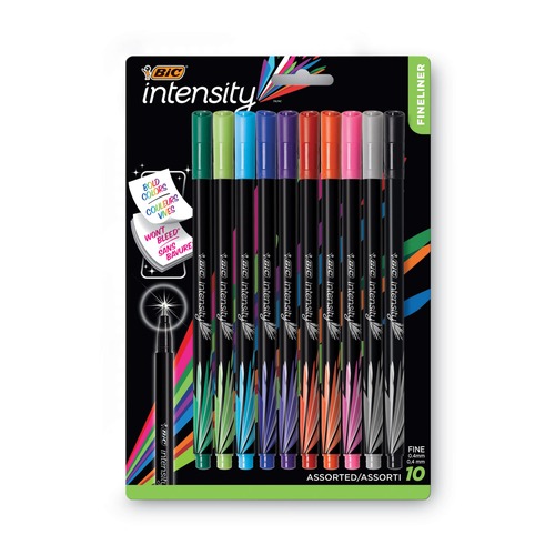 Pens | BIC FPINFAP10-AST Intensity Extra-Fine 0.4 mm. Stick Porous Point Pen - Assorted Ink/Barrel Colors (10/Pack) image number 0