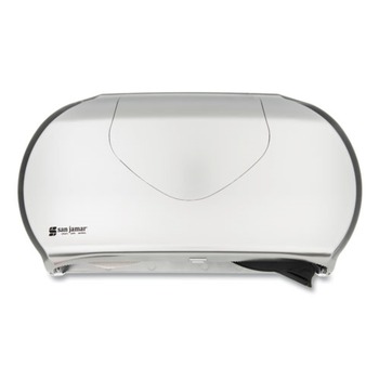 TOILET PAPER DISPENSERS | San Jamar R4070SS 9 in. Roll 19.25 in. x 6 in. x 12.25 in. Twin Jumbo Bath Summit Tissue Dispenser - Faux Stainless Steel