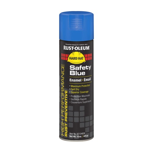 Painting | Rust-Oleum RSTV2124838CT Hard Hat 15 oz High Performance V2100 System Rust Preventive Enamel Spray Paint - Gloss Safety Blue (6/Carton) image number 0