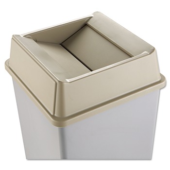 Rubbermaid Commercial FG266400BEIG 20.13 in. Plastic Untouchable Square Swing Top Lid - Beige