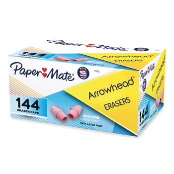  | Paper Mate 73015 Arrowhead Eraser Caps For Pencil Marks - Pink (144/Box)