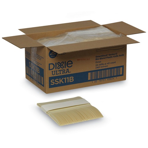 Just Launched | Dixie SSK11B SmartStock Series-O 7 in. Mediumweight Bio-Blend Plastic Cutlery Knives Refill - Beige (40/Pack, 24 Packs/Carton) image number 0