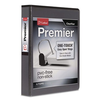 Cardinal 10311 Premier Easy Open 1-1/2 in. Capacity 11 in. x 8-1/2 in. 3 Ring ClearVue Locking Slant-D Ring Binder - Black