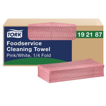 CLEANING CLOTHS | Tork 192187 1-Ply 6 x 10.75 Foodservice Cleaning Towel - Pink (1/Carton)